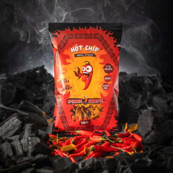 Hot chip füstölt Trinidad Moruga Scorpion chili ízű snack