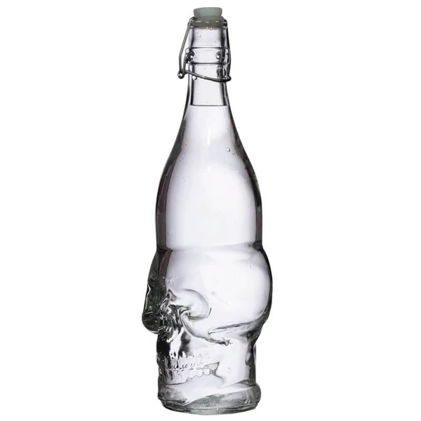Koponya formájú csatos üveg pálinkához