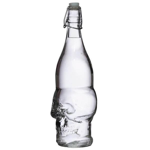 Koponya formájú csatos üveg pálinkához