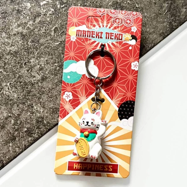 Maneki Neko Cica fém kulcstartó