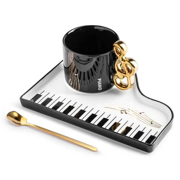 Elegáns piano alátétes bögre szett
